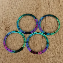  Bezel insert 38mm Rainbow color Numbers inside diameter 30.5mm Aluminum bezel for SKX007 diver's watch modification accessories 