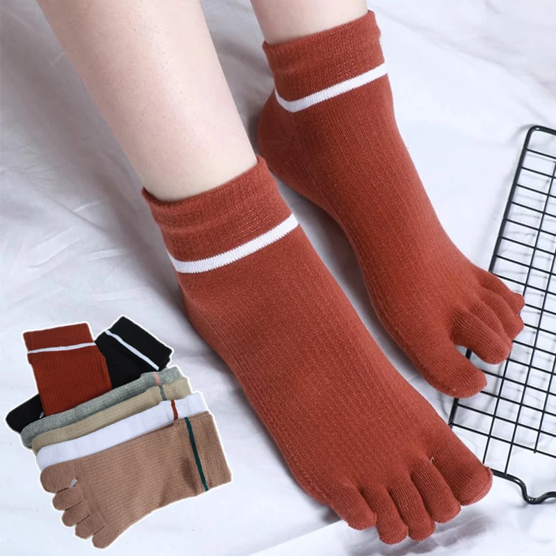 

Five Finger Socks Women's Cotton Striped Colorful Ladies Toe Sock Harajuku Yoga High Quality Casual Fashion Sports Ankle Sock