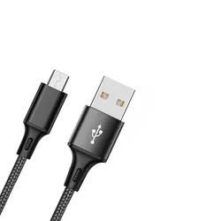 Durable Nylon Braided Micro USB Charging Cable - Multiple Lengths Available - 2m (Black)