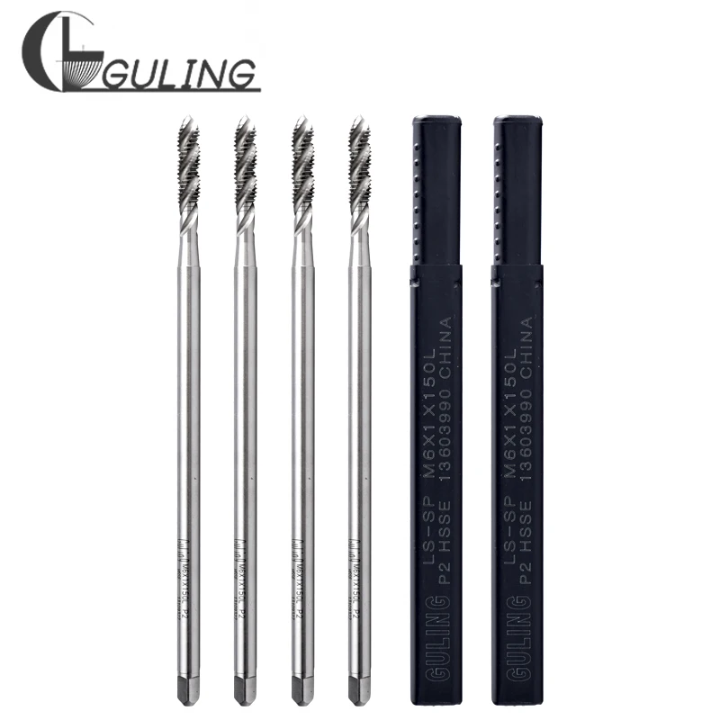 GULING HSSE-M35 JIS 표준 롱 샹크 80 100 120 150mm 스파이럴 플루트 탭 M6 M8 M10 M12 M14 M16 기계 나사산 탭