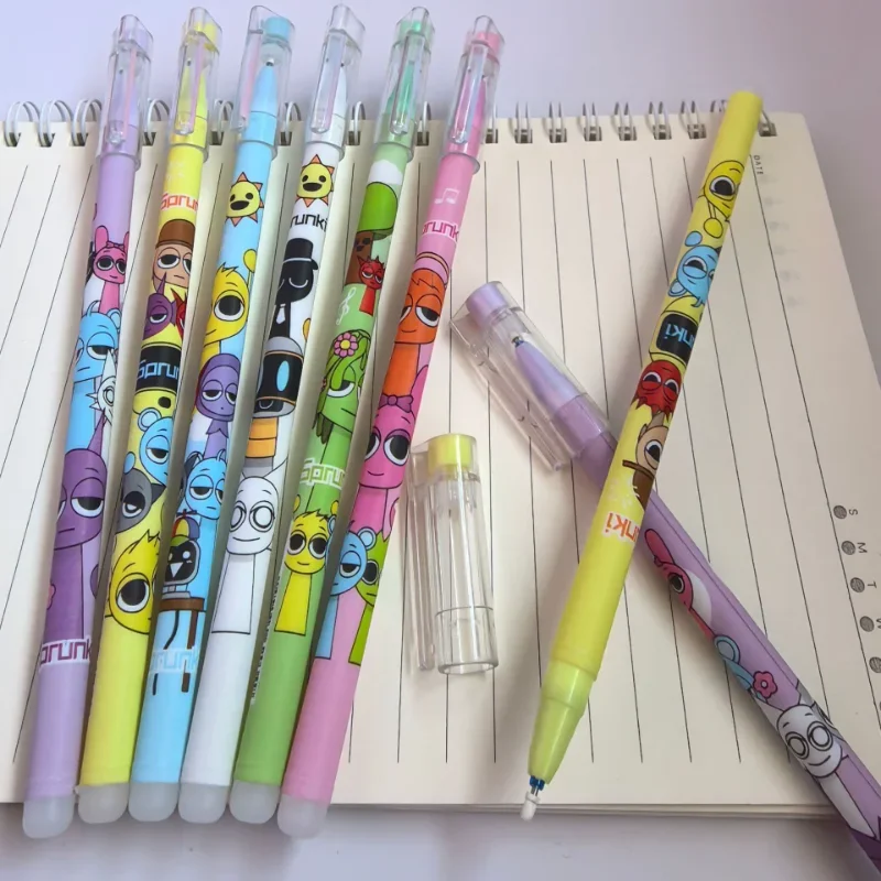 6/12/144Pcs/Box Sprunki Cartoon Erasable Pen Blue Black Ink Magic Gel Pen School Office Writing Stationery Supply Student Gift 2