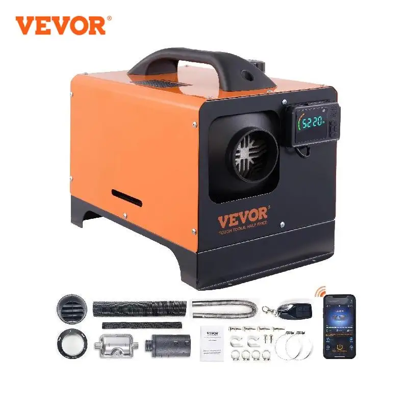 Vevor Diesel Luchtverwarmer 5/8kw 12V All-In-One Auto Verwarmer Met Geluiddemper Afstandsbediening Voor Auto Vrachtwagen Boot Rv Parking Diesel Kachel