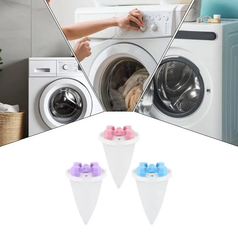 Pet Hair Remover For Laundry Floating Pet Hair Catcher Mesh Bags 360 Degree Wide Opening Design Lint Removing Tool For Home