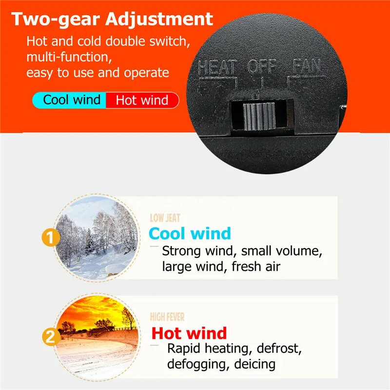 Car Fan 500W 12V Car Fan Heater Defroster Cooler Dryer Demister Auto Portable Heating Auto Fan Car Accessories