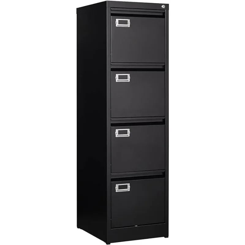 

Drawer File Cabinet, Vertical Filing Cabinets with Lock, Metal File Cabinets for Home Office, Anti-Tip 4 Storage Drawers