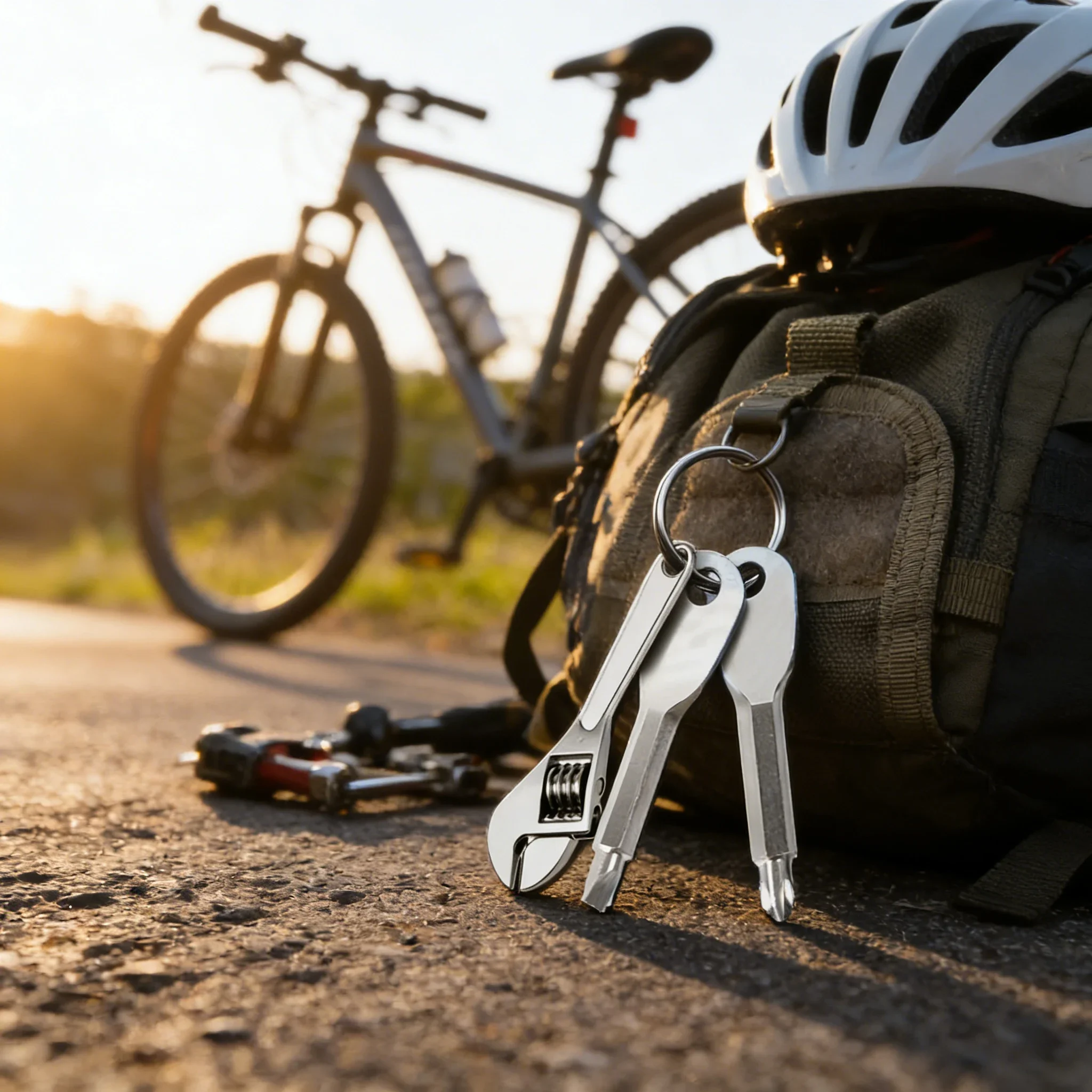 Compact Keychain Multi-Tool - Portable EDC Kit with Adjustable Wrench and Multi-Head Screwdriver
