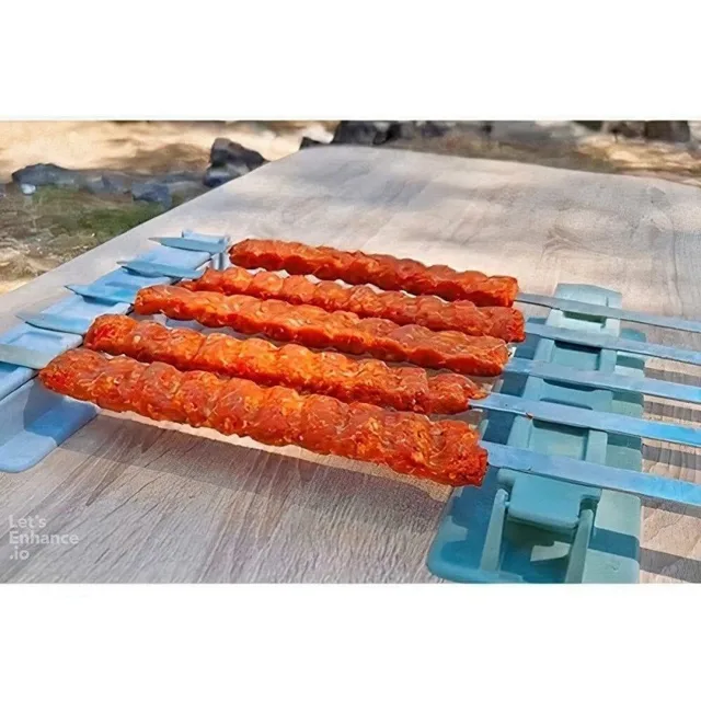 Újrafelhasználható Egysoros Kebab Készítő Bbq Hús Nyárs Gép Sajtógyártó Műanyag Készítmény Eszközök - Image 4