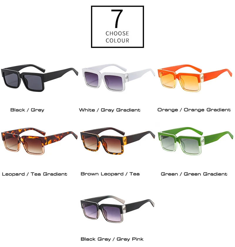 Retro vierkante zonnebril voor heren en dames gradient uv400_voghion.com