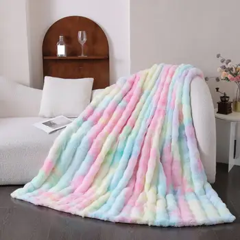 Lightweight Plush Blanket Cozy Bubble Plush Throw Blanket for Office Home Travel Soft Warm Winter Blanket with Heat Retention 2