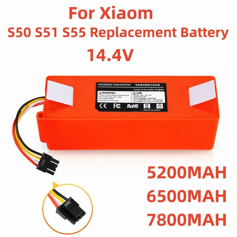 

Robotic Vacuum cleaner Replacement Battery for Xiaomi Robot Roborock S50 S51 S55 Accessory Spare Parts li-ion battery 7800mAh