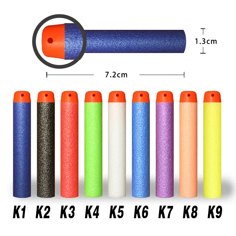 100Pcs Multicolor 7.2CM EVA Soft Hollow Hole Head Refill Darts Toy Gun Bullets for Nerf Series Blasters Kids Gifts