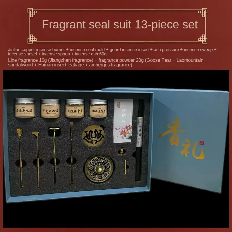 13 Piece Incense Gift Set - Luxury Copper Burner, Aromadiffuser, High Quality Incense Stick, Negative Energy Remover