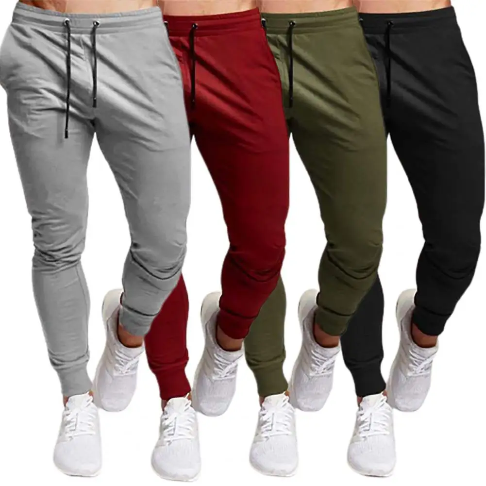 

Men Sport Pants Solid Color Elastic Waist Drawstring Ankle-banded Soft Fitness Sweat Absorption Running Men Sweatpants Male Clot