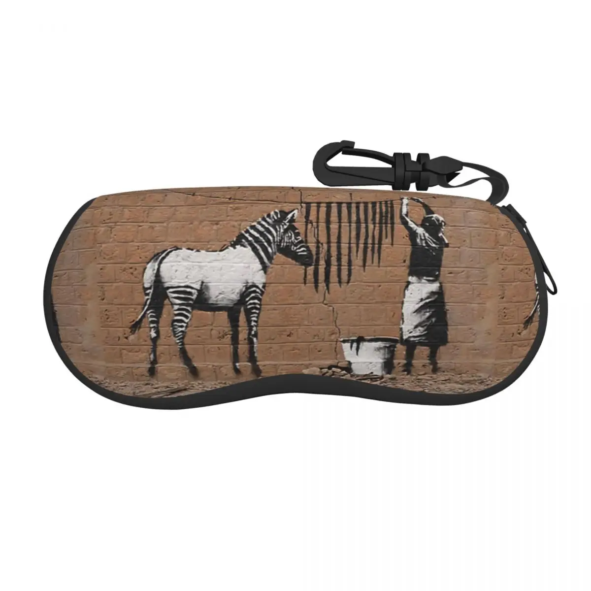 

Banksy Zebra Sunglasses Soft Case Neoprene Zipper Street Graffiti Art Animal Shell Eyeglass Case Custom Protective Box