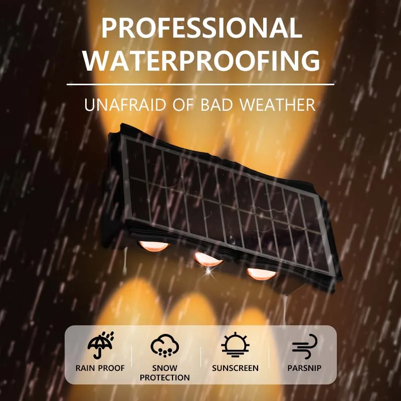 Solar Led Light Outdoor Wall Lamps Up And Down Luminous Lighting Balcony Exterior Wall Courtyard Garden Decoration Night Light