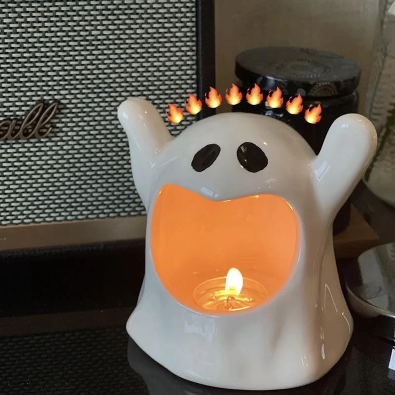 Ghost Candle Holder Ceramics Candlesticks Holder Halloween Decoration