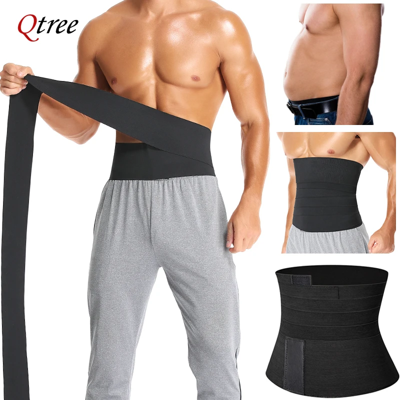 Men Waist Trainer Abdomen Reducer Bandage Wrap Slimming Belt Body Shaper Waist Trimmer Corset Belly Shapewear