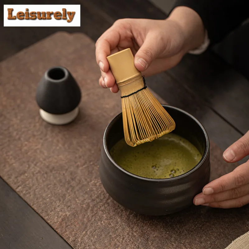 2pcs/set Retro Matcha Set Bamboo Whisk Scoop Ceramic Matcha Bowl Home Tea-making Tools Accessories Matcha Tea Set Birthday Gifts
