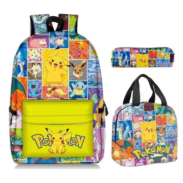 Pokmon Pikachu Desenho animado Animação Primária e Secundária Bolsa  Infantil Mochila infantil