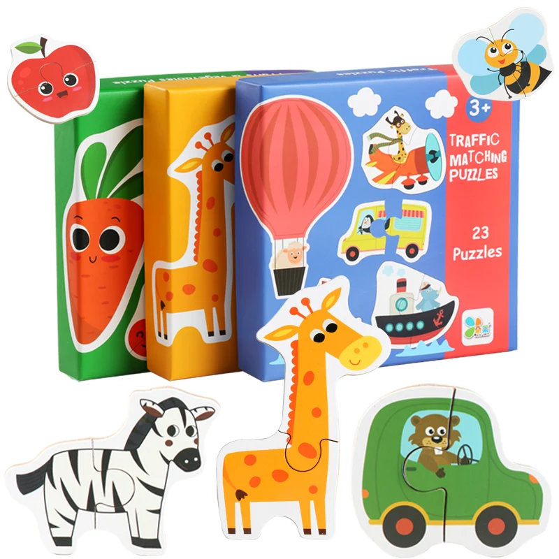 Jigsaw puzzles Children gifts kids wooden jigsaw matching puzzle game baby early learning cognition animal fruit traffic educational toys