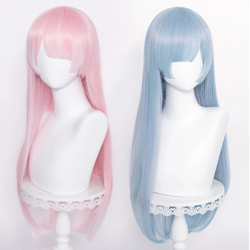 

Ram or Rem Cosplay Wigs Re:life in a Different World from Zero Pink Blue 80cm Long Straight Synthetic Hair Wigs +Wig Ca