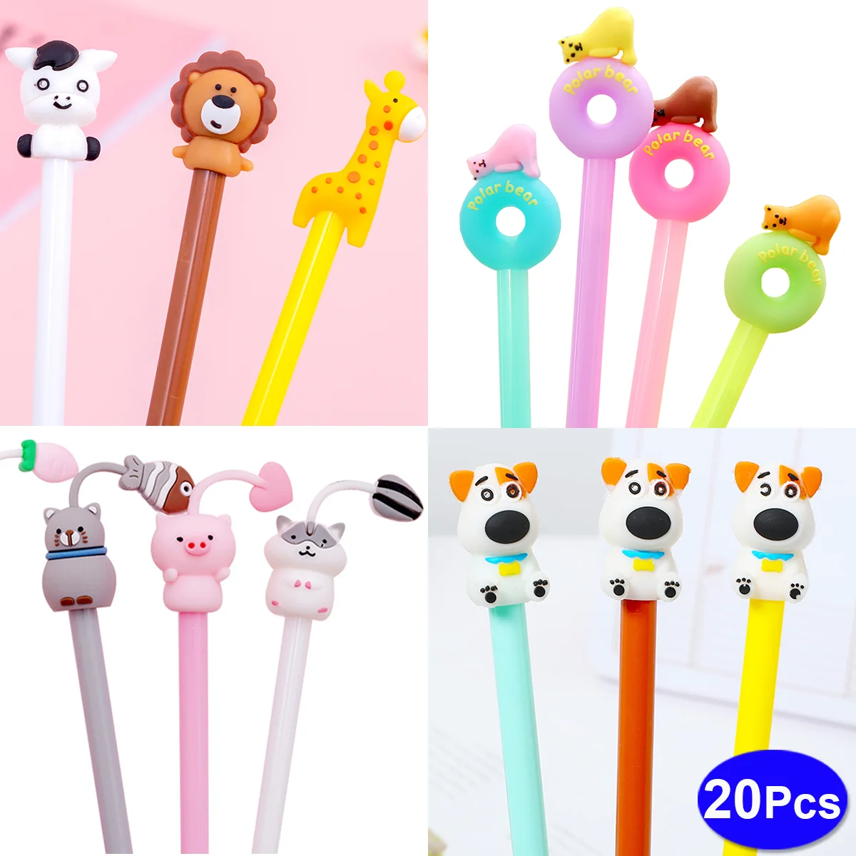 

20Pcs/set Korean Novelty Cute Kawaii Pens Funny Animal Koala Giraffe Lion Gel Pen Fancy Elegant Ballpoint Girls Kids Stationery