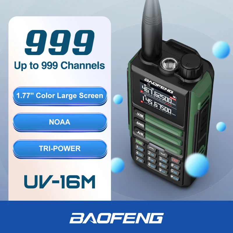 2PCS Baofeng UV-16M V2 Walkie Talkie 15W High Capacity AM FM Two Way Radio Full Band LCD 999CH Frequency Copy NOAA Noise Reduce 4