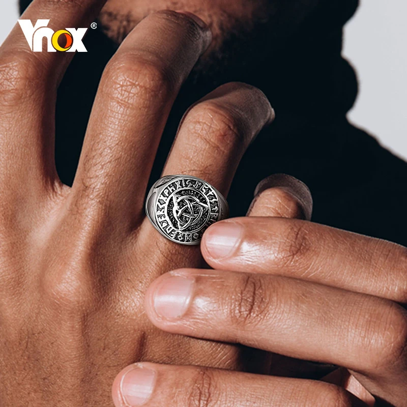 Vnox Antieke Keltische Ring, Geoxideerd Rvs Nordic Yhwh Theological Theorie Symbool Cross Punk Zegelring|Ringen| - AliExpress