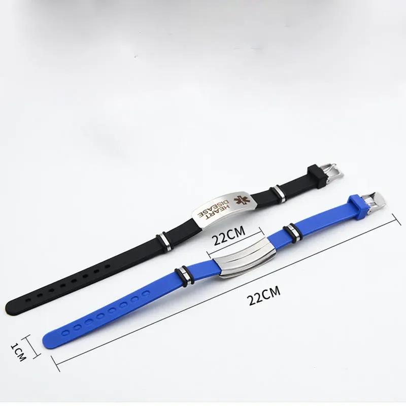 Type1 Diabetes Silicone Bracelet Medical Alert ID Bangle for Men Woman Child Adjustable Length Wrist SOS Jewelry