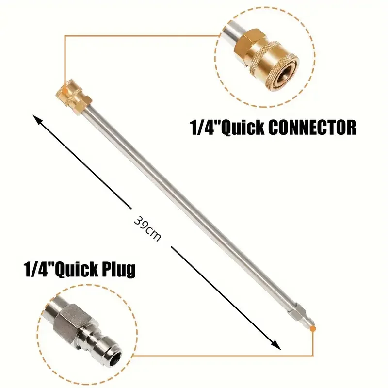 High Pressure Water Gun Extension Rod Quick Plug 17 Inch Stainless Steel Extension Rod 1/4 Male And Female Quick Connection Exte 2