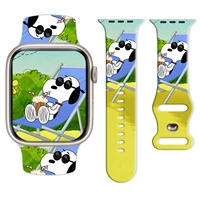 Bracelet imprimé Snoopy de plage pour Apple Watch 11 10 9, Bracelet remplaçable en Silicone pour iWatch 46mm 44mm 42mm 41mm 2