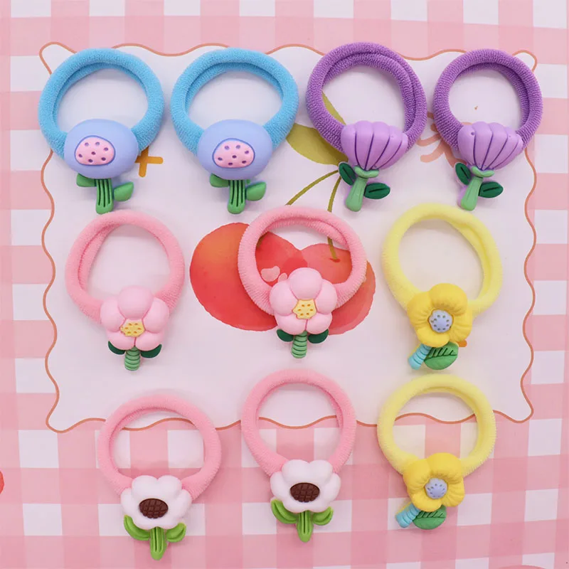 

10Pcs Flower Baby Bow-knot Hair Accessories Children Rubber Bands Scrunchies Elastic Hair Bands Girls Headwear Decorations Ties