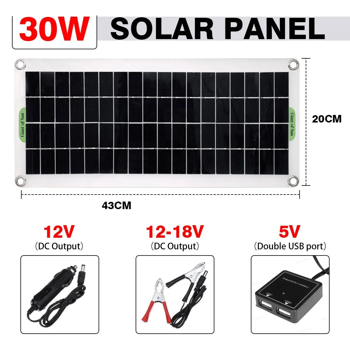 1000W Solar Panel Kit 12V USB Charging Solar Cell Board for Phone RV Car  MP3 PADWaterproof