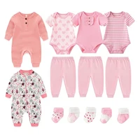 13 Pieces Unisex Newborn Baby Girl Clothes Sets 0-12M Cotton Baby Boy Clothes Jumpsuits+Pants+Socks Sets Autumn Cartoon 4
