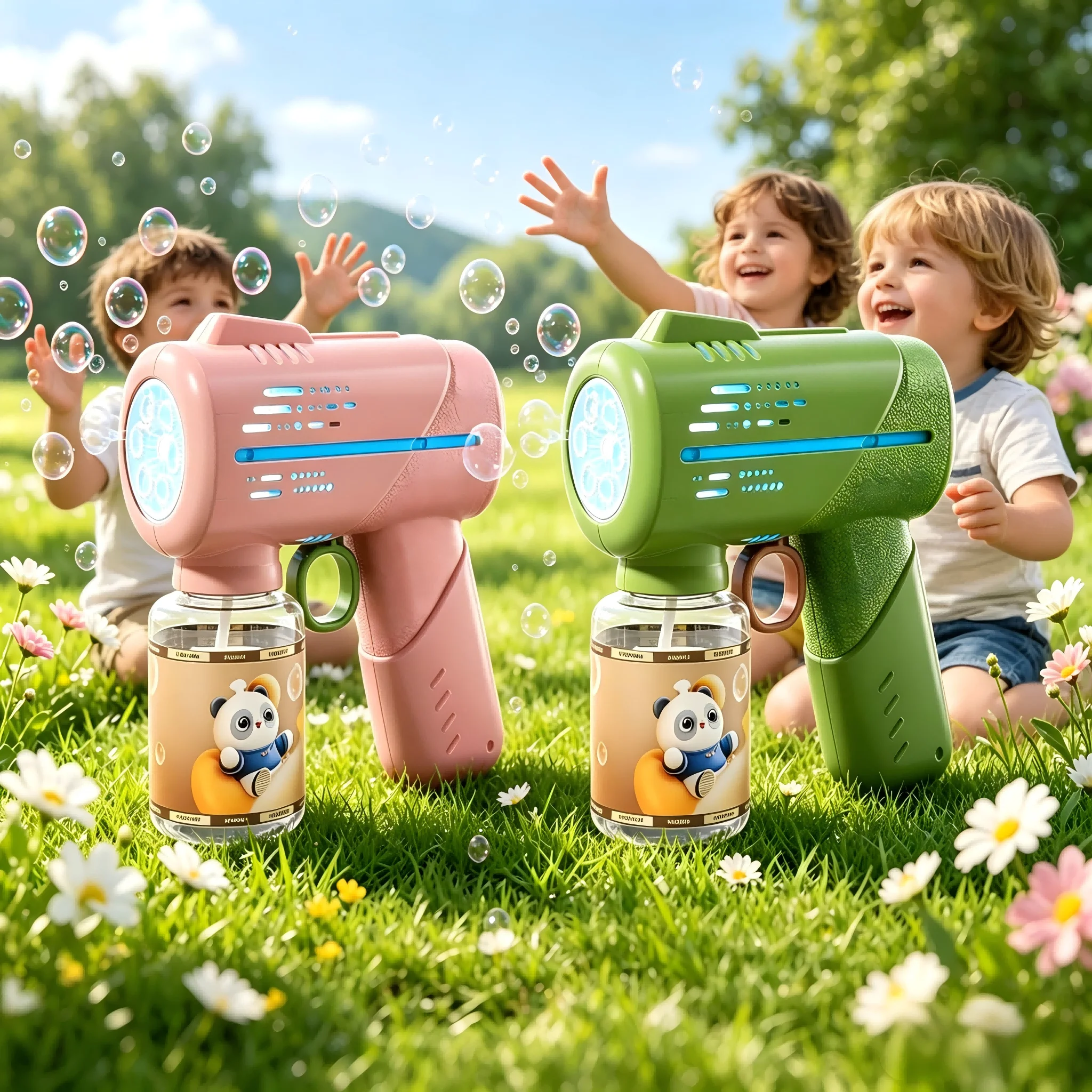 New Summer Bubble Gun Electric Spray Bubbles Machine Automatic Bubble Gun Toy with Light Outdoor Bubble Toys Children Gifts