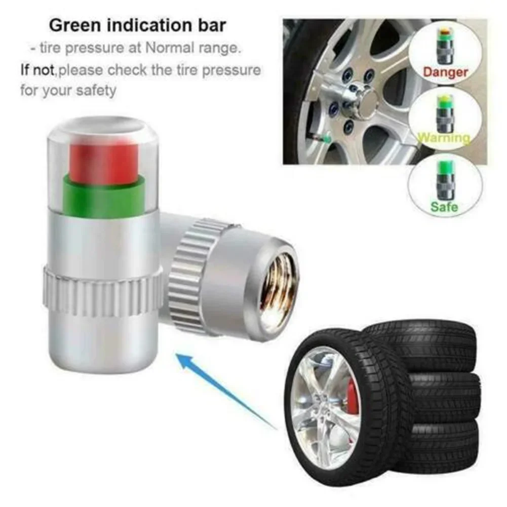 4/8 Pezzi Sensore di Pressione Pneumatici per Moto e Auto, Tappo Valvola con Indicatore Luminoso, Strumento di Ispezione Pressione Pneumatici - immagine 6