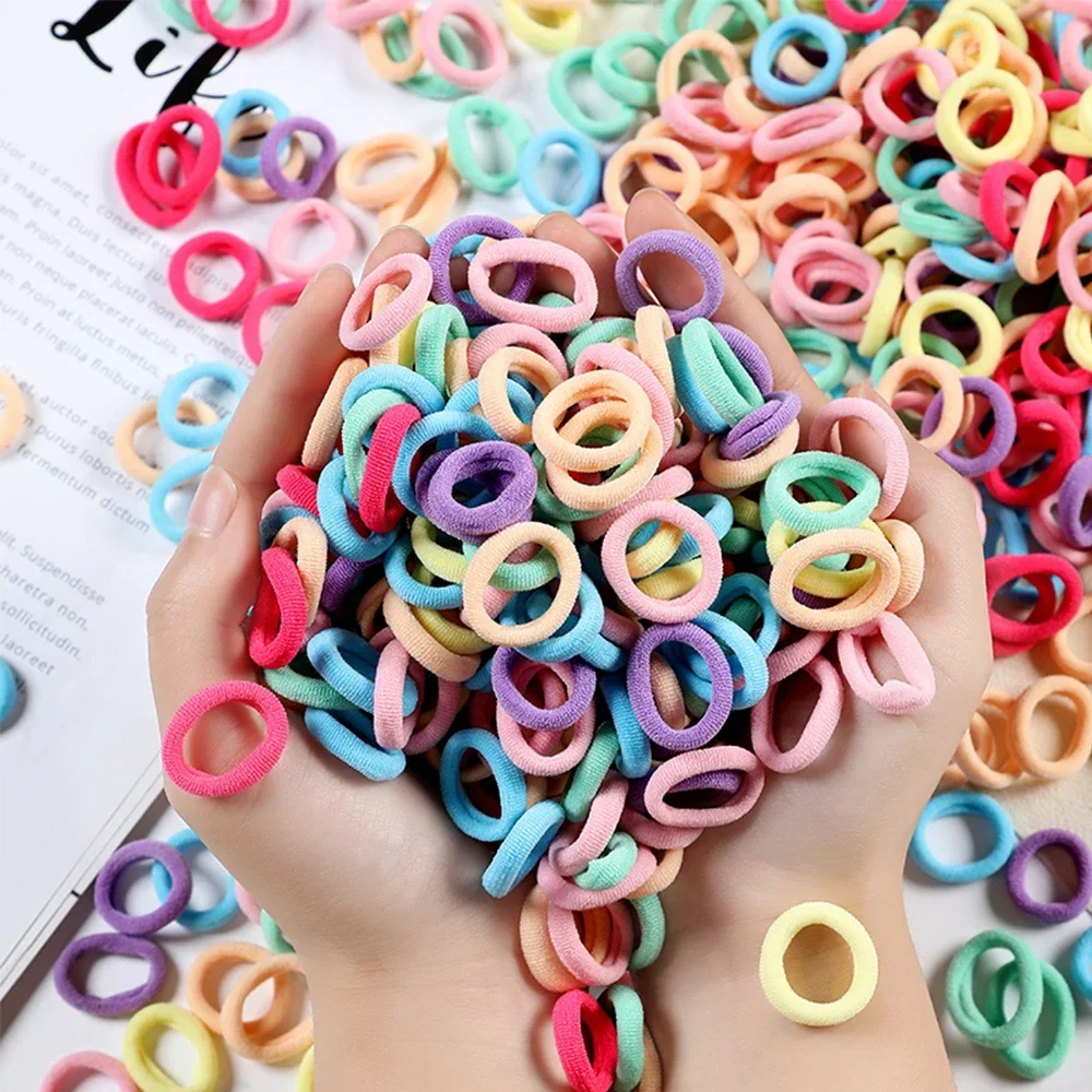 100/300Pcs Hair Bands for Girls Colorful Nylon Scrunchie Hair Ties Rubber Band Kids Elastic Hair Leagues Girl Hair Accessories