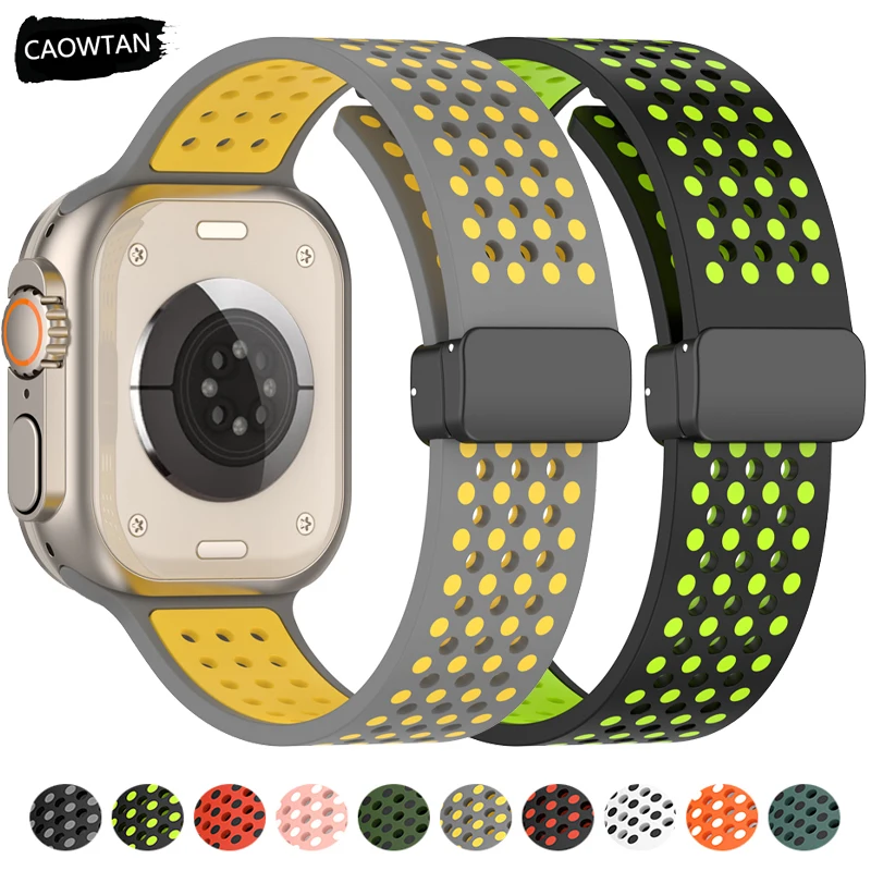 

Silicone Strap for Apple Watch Band 49mm 44mm 45mm 41mm 42mm 40mm Magnetic Bracelet For Iwatch Series 9 8 7 6 SE 5 4 Ultra 2