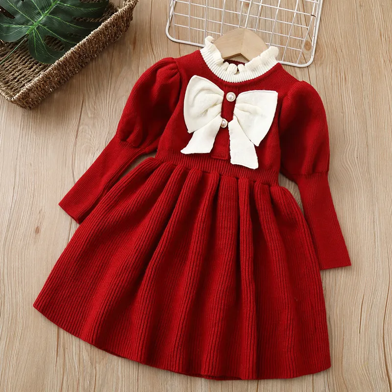 Vestido suéter para niña Otoño Invierno nuevo vestido de lana de