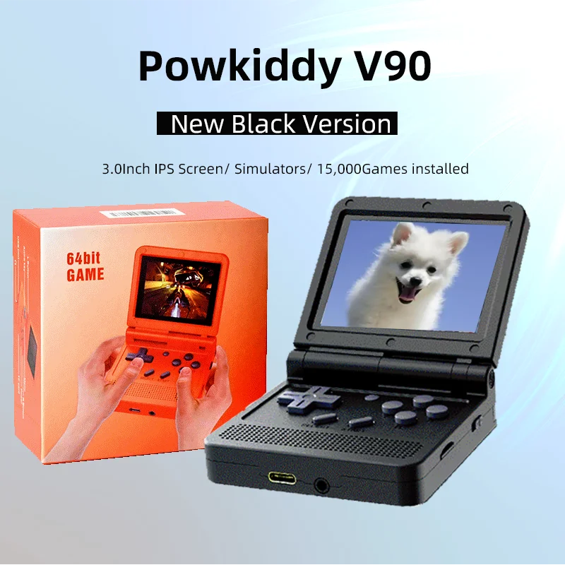 

Powkiddy V90 Video Game Console Open Linux PS1 Mini Portable 3.0 Inch IPS Screen Retro Handheld Game Console 64G 15000 Games