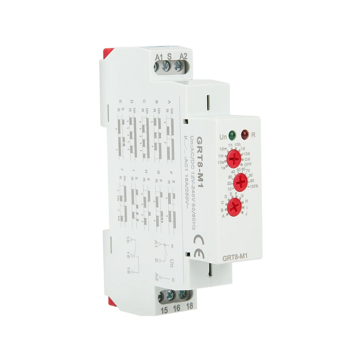 

GRT8-M1 Delay Time Relay Multifunctional Timer AC DC Contactor Isolator with 10 Functions DIN Rail Mount AC/DC 12V-240V