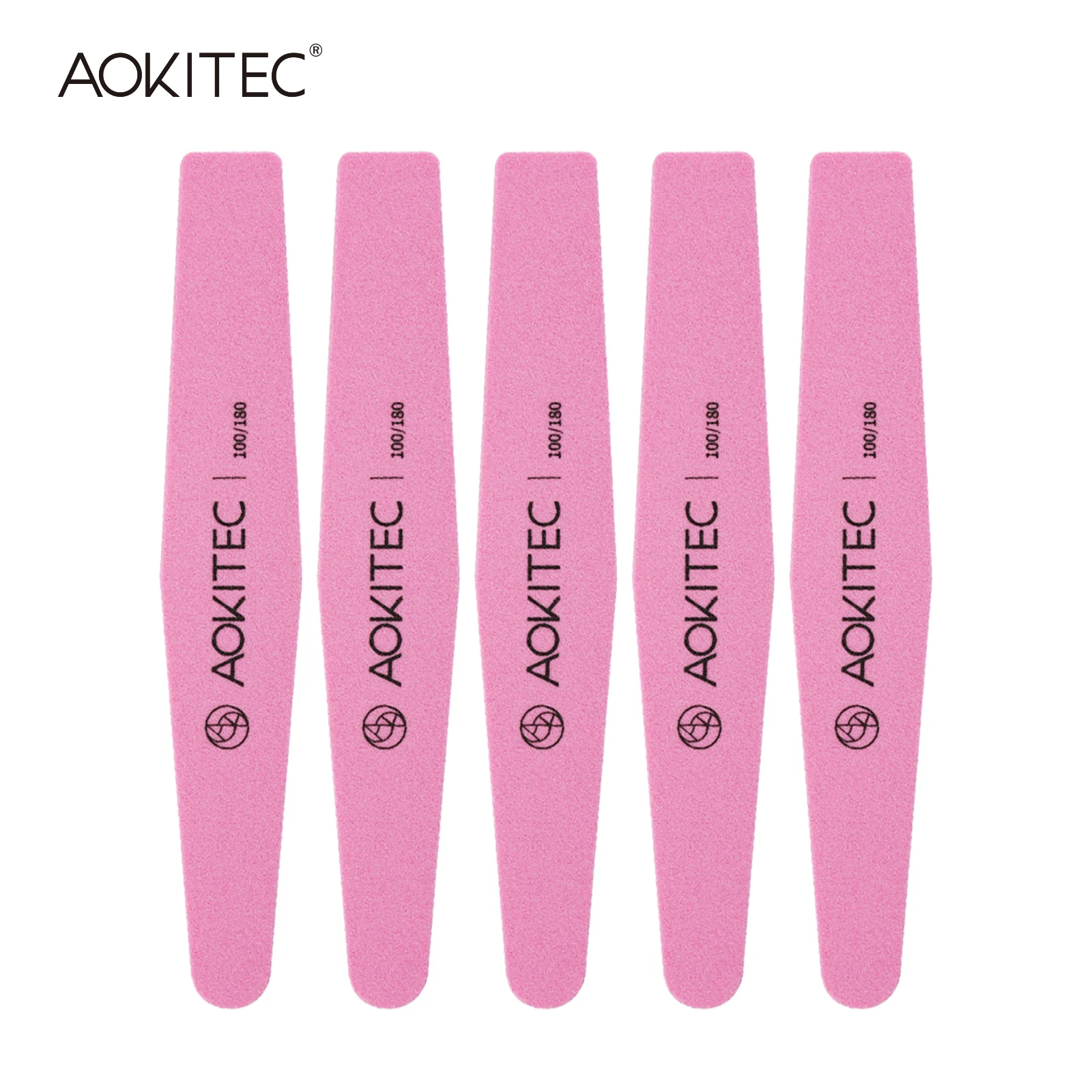 AokitecNailFileSandpaperPink1510pcsDoubleSided100180