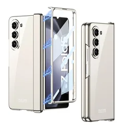 Custodia in Vetro con Cerniera Magnetica Lussuosa e Placcatura per Telefonini Pieghevoli - Cover in Plastica Durevole e Completa