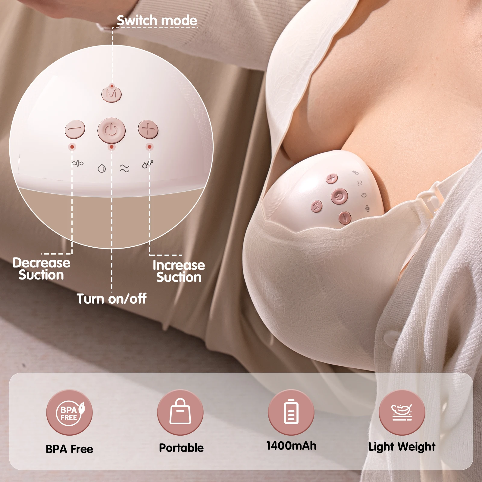 Electric Breast Pump NCVI Double Wearable Hands Free Breast Pump 4 Modes & 9 Levels
