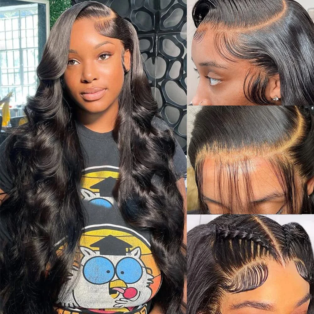 13x4 Body Wave HD Lace Frontal Wig Brazilian Transparent Lace Front Human Hair Wigs For Women Natural Wavy Remy Wigs Pre Plucked 4