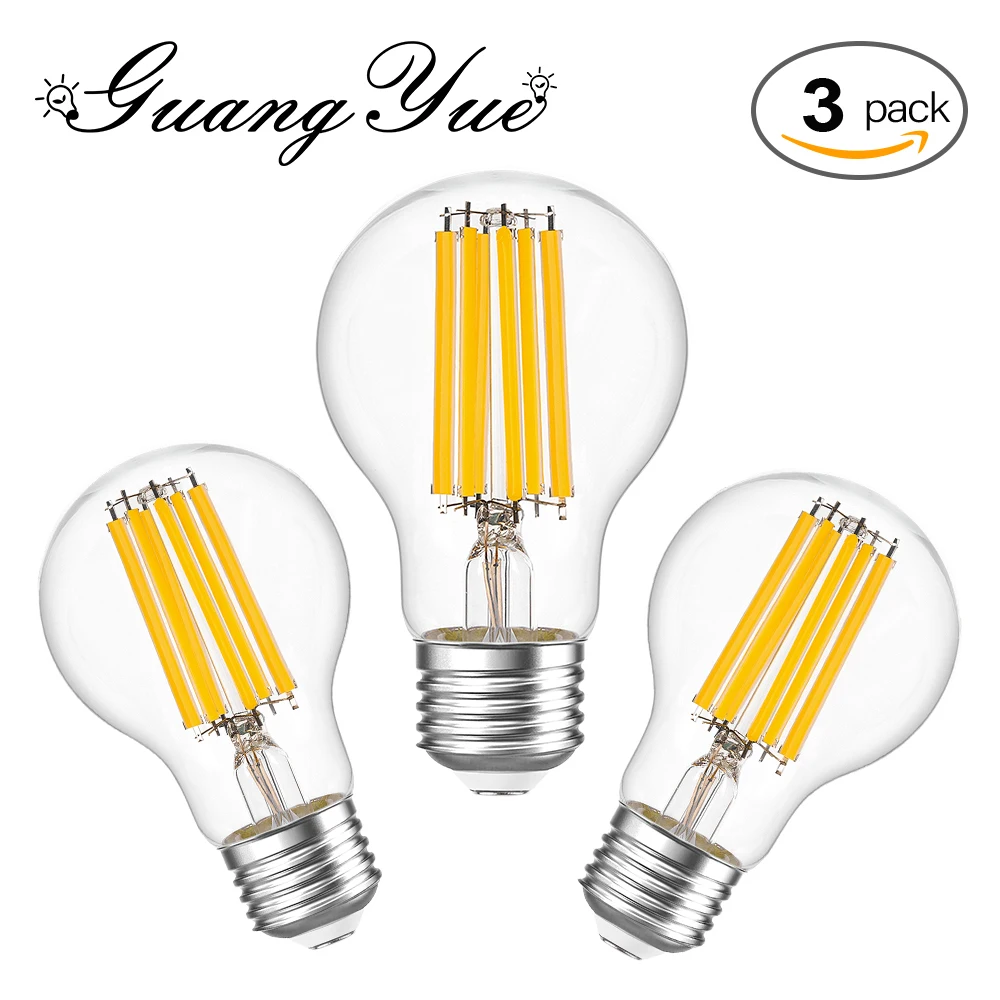 조도 조절 가능 A19 전구, E26, 110V, 6W 앰플, 매우 밝은 따뜻한 화이트, 실내 교체 가능, 레트로 펜던트 필라멘트 램프, 야간 조명 