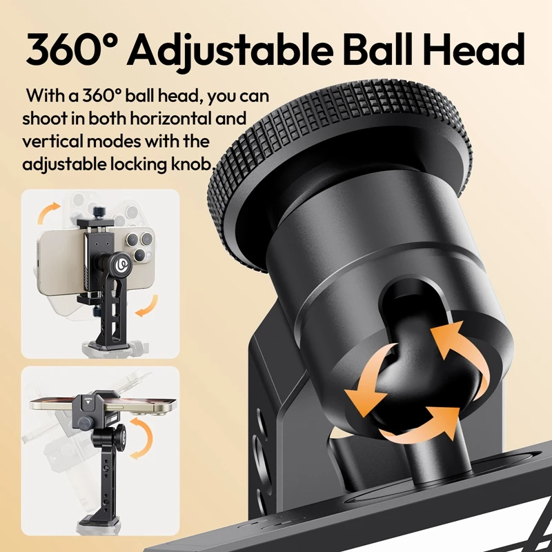 Ulanzi MA53 Arca Swiss Phone Mount with Ball Head 360° Rotation Metal Phone Holder for Photograph Livestreaming Vlog Recording