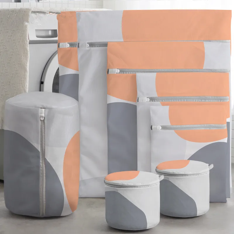 

New Laundry Bag Home Washing Machine Polyester Geometric Print Underwear Bra Socks Wash Net Large Capacity Clothes Care Pouch