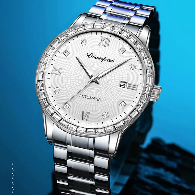 DIANPAI Fully Automatic Mechanical Watch Original Stainless Steel Men's Classic Watch Business Waterproof Night Glow