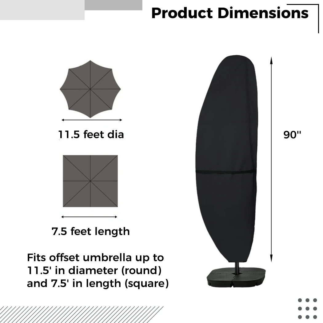 Heavy Duty Patio Umbrella Parasol Cover Waterproof Outdoor Offset Banana Style Umbrella Cover Fits Cantilever Offset
